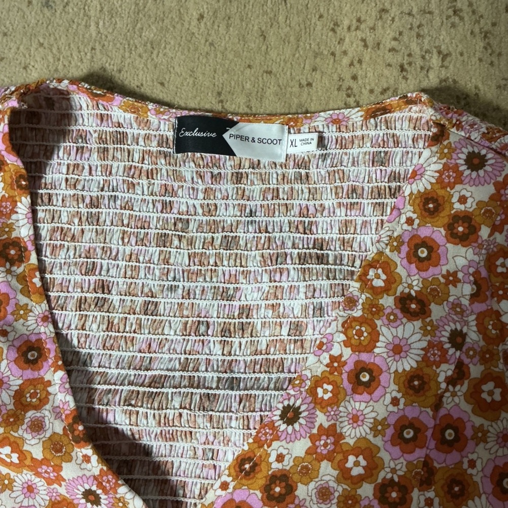 Piper & Scoot Exclusive Cottagecore Floral Smocked Dress Fringe XL PSD3518C - Picture 6 of 8